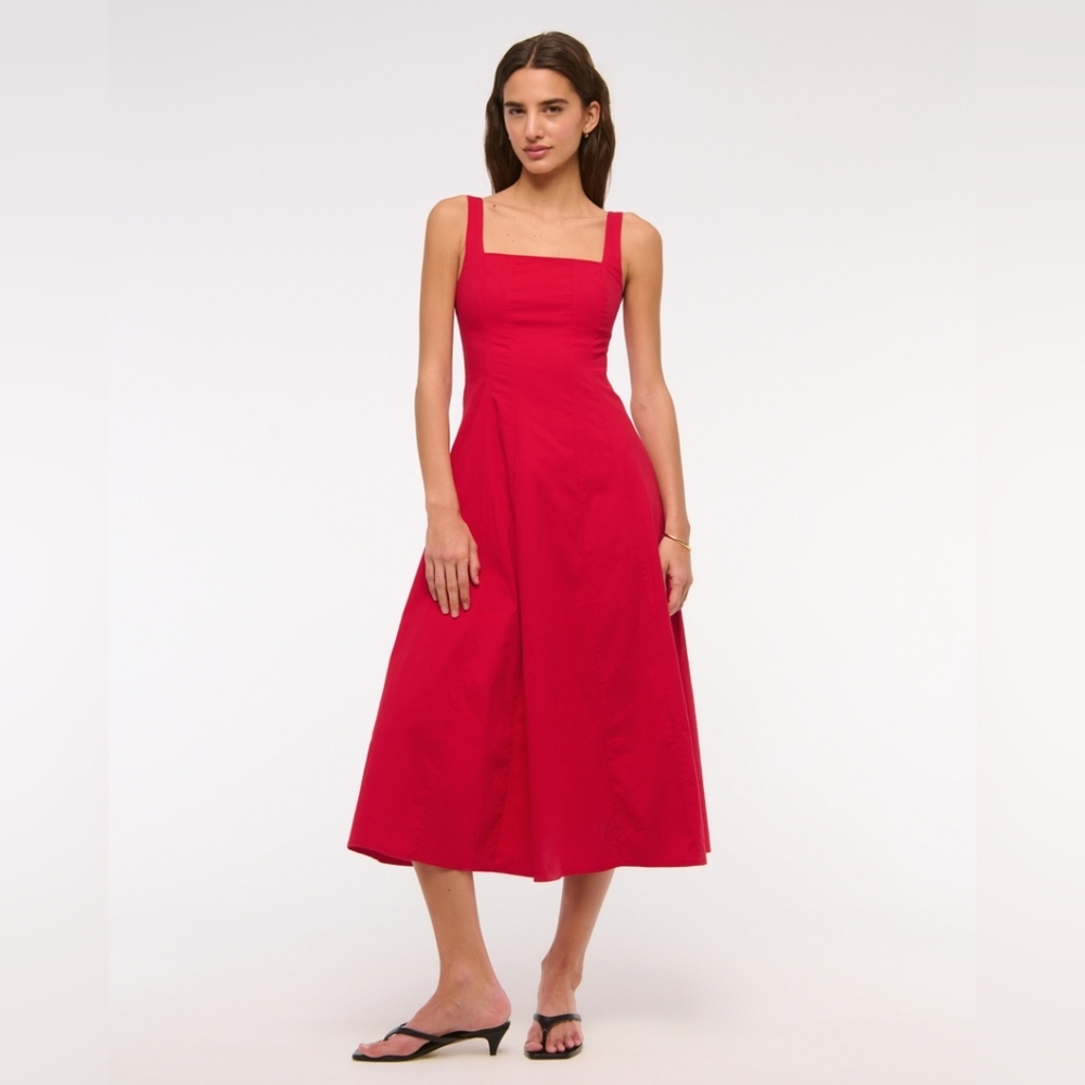 Abercrombie & Fitch Mila Midi Red Stretch Dress XL Tall